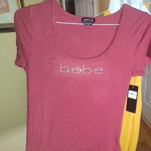 BEBE Y2K pomegranate Rhinestone bling Top